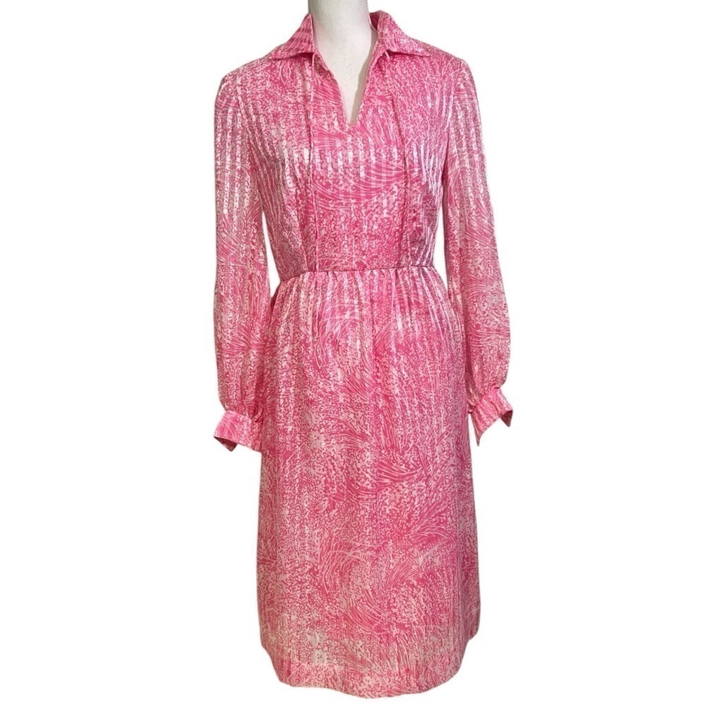 Vintage Don Luis de Espana Women’s 8 Pink White Shirtwaist Dress Lined